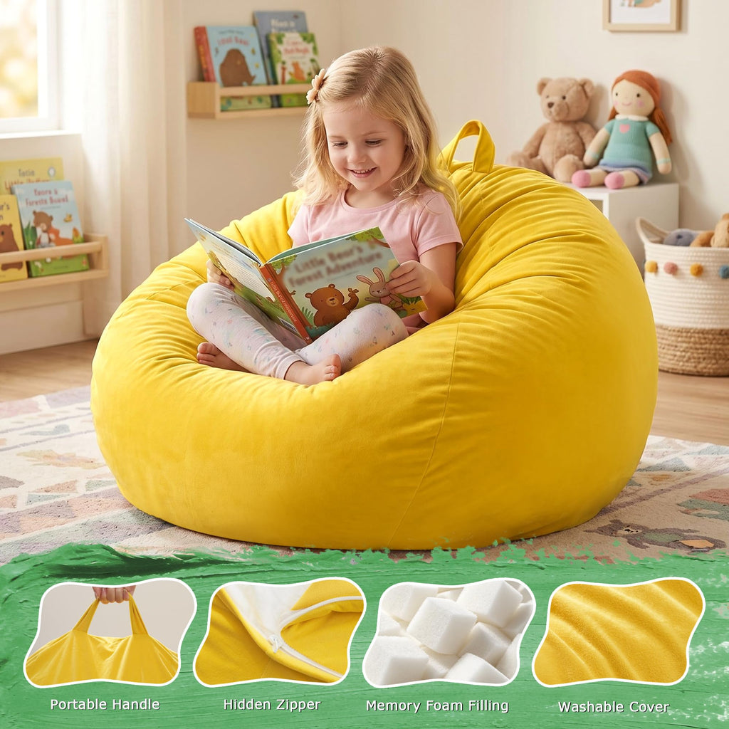 Bean Bag Chair Yellow 2FT W687775