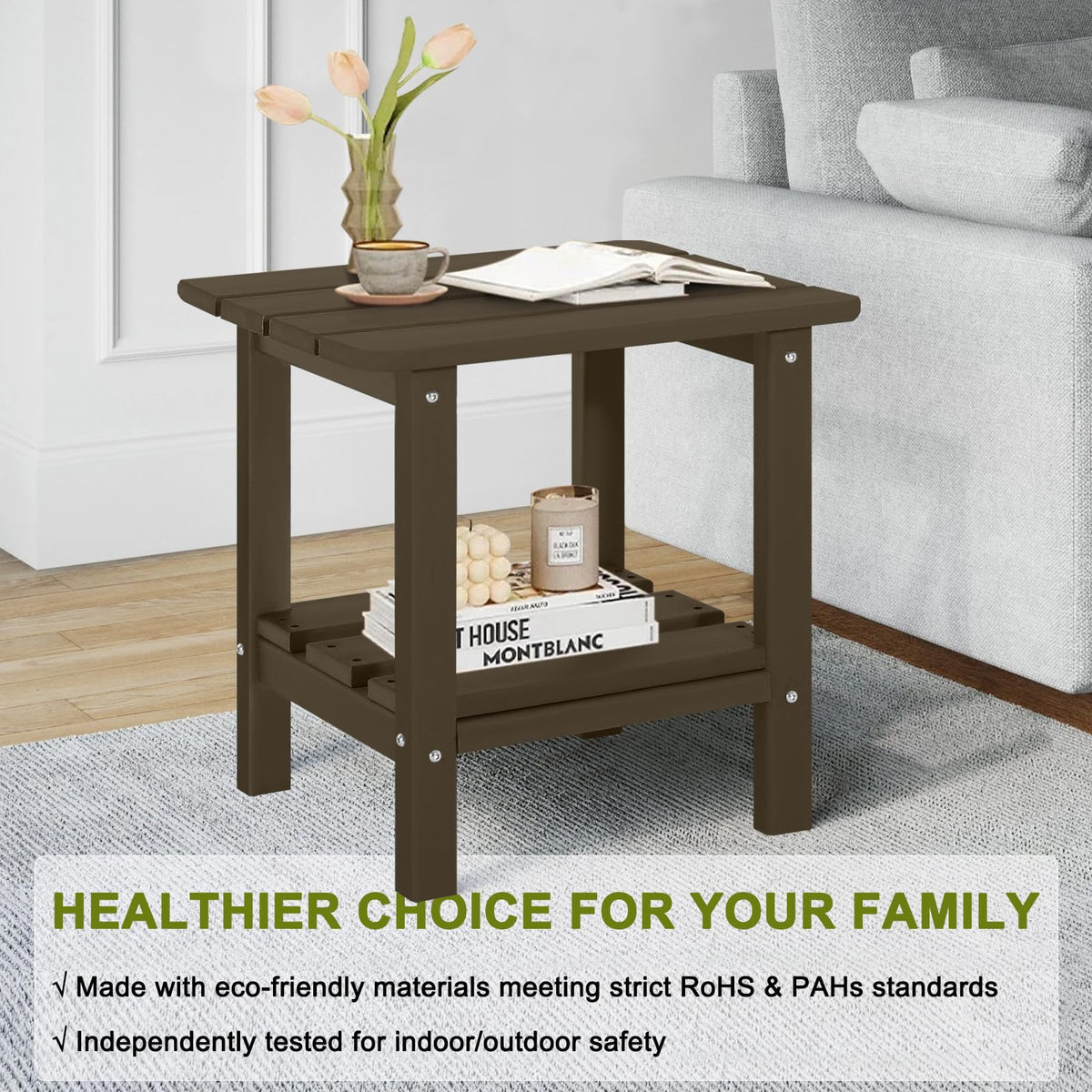 Set of 2 Dark Brown HDPE Storage Side Table M7665