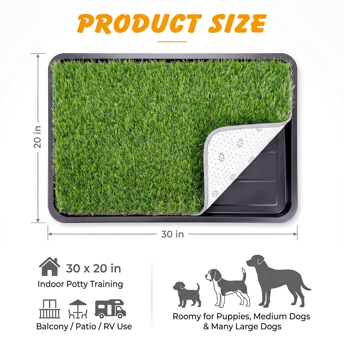 Dog Grass Pad with Tray 30 x 20 in X777481