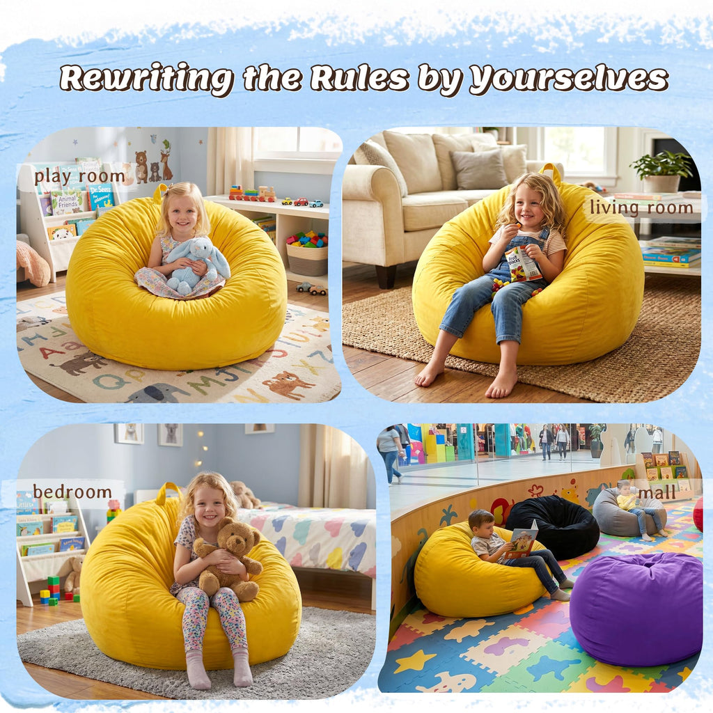 Bean Bag Chair Yellow 2FT W687775