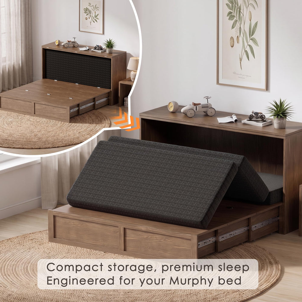 4 Inch Tri-Fold Twin Size Memory Foam Mattress with Washable Cover V899210