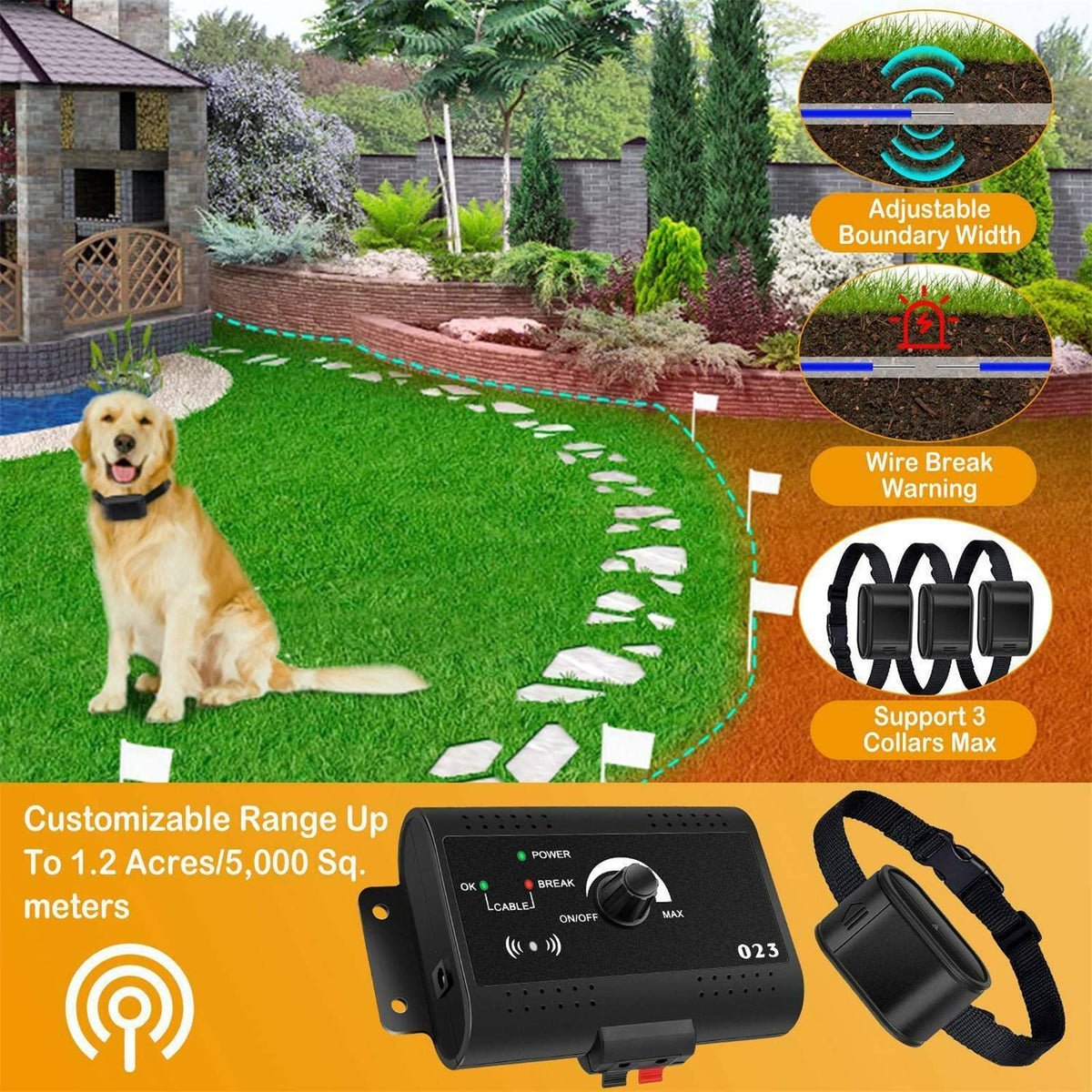 Wireless Electric Dog Fence System, In-ground/Aboveground Pet Containment System T9796