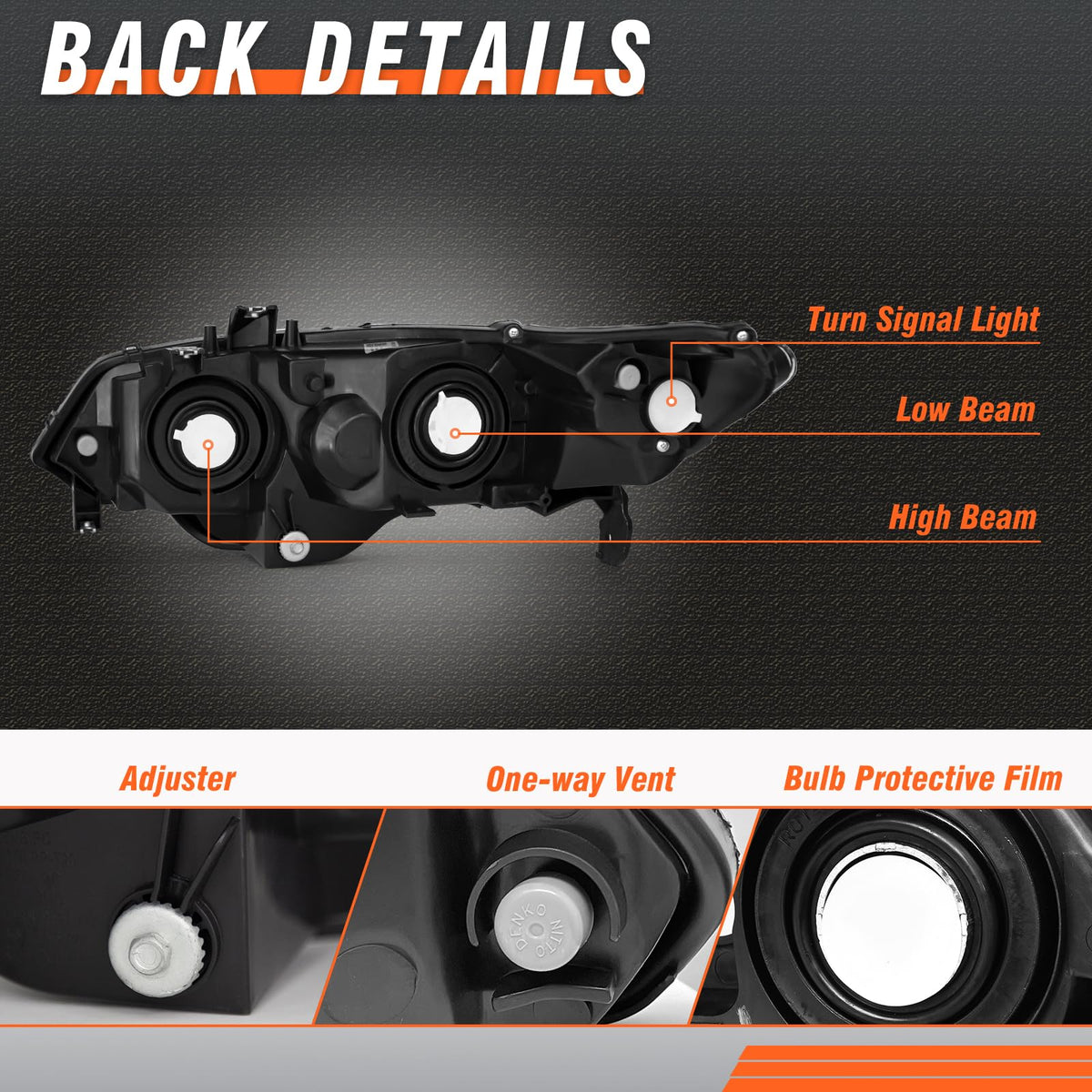 Black 2 Door Headlights Pair H2999