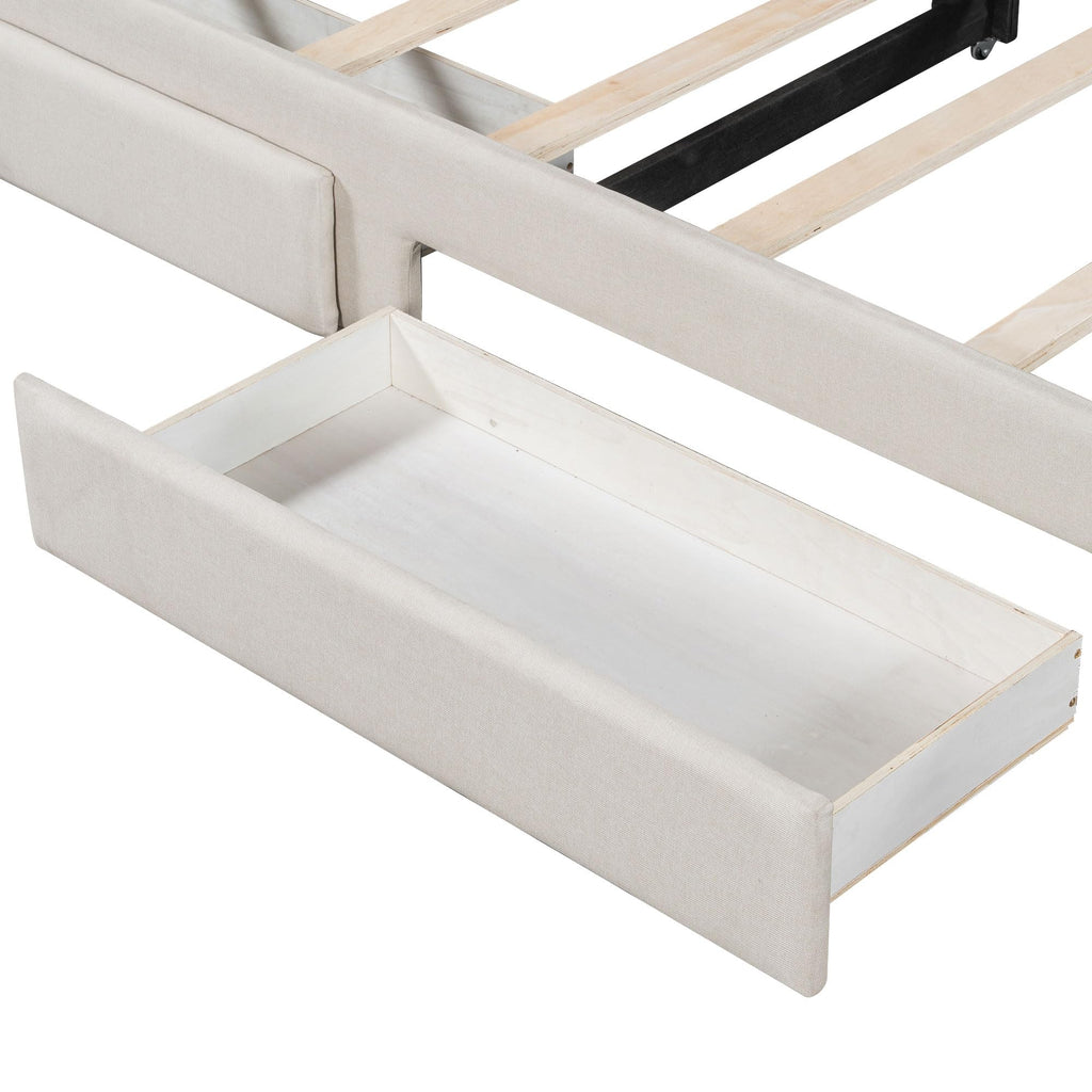 Twin XL Linen Upholstered Daybed with Storage Drawers and LED Light S852023