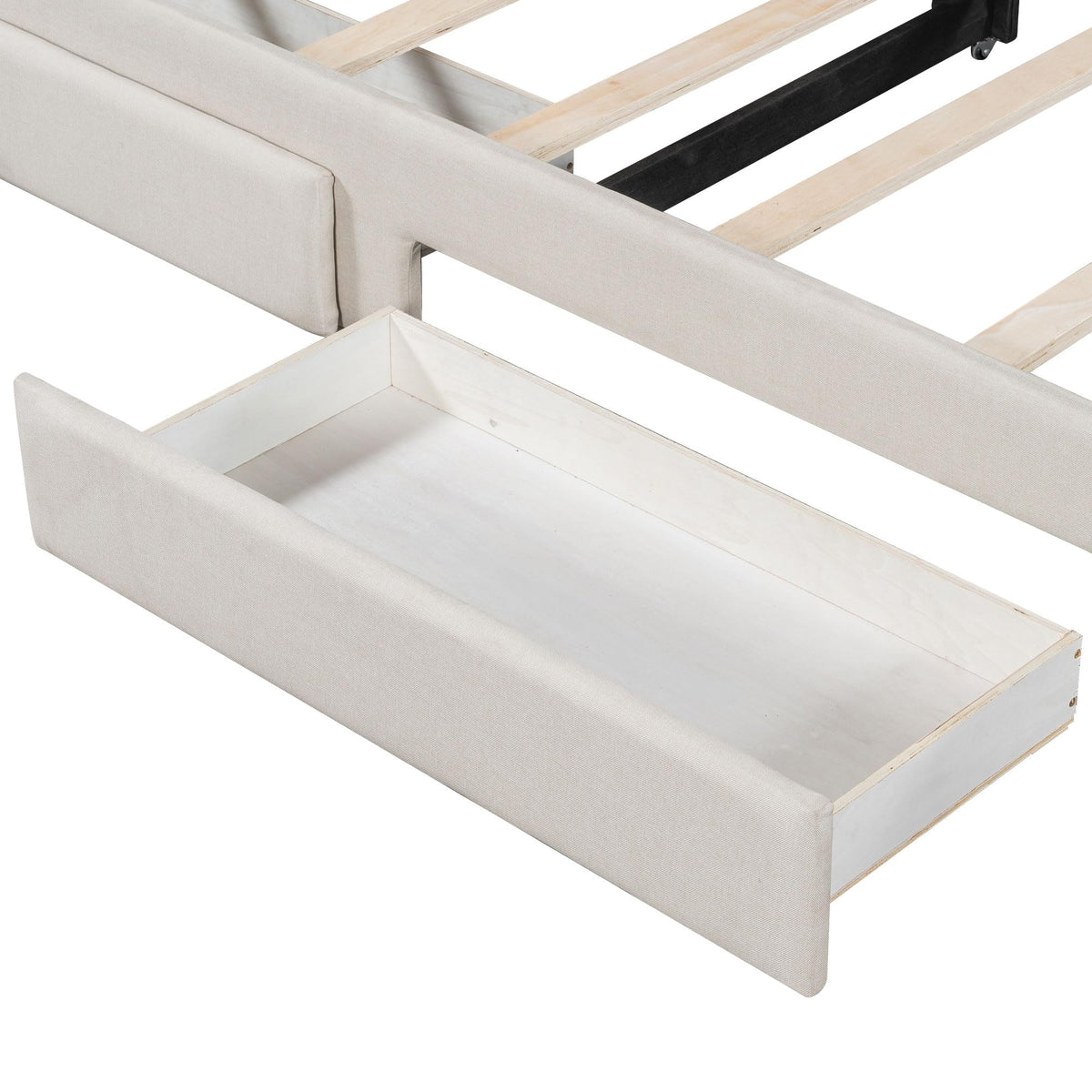 Twin XL Linen Upholstered Daybed with Storage Drawers and LED Light S852023