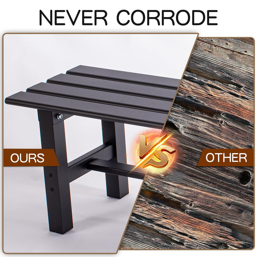 59 Inches Black 2-Person Aluminum Outdoor Bench E748275