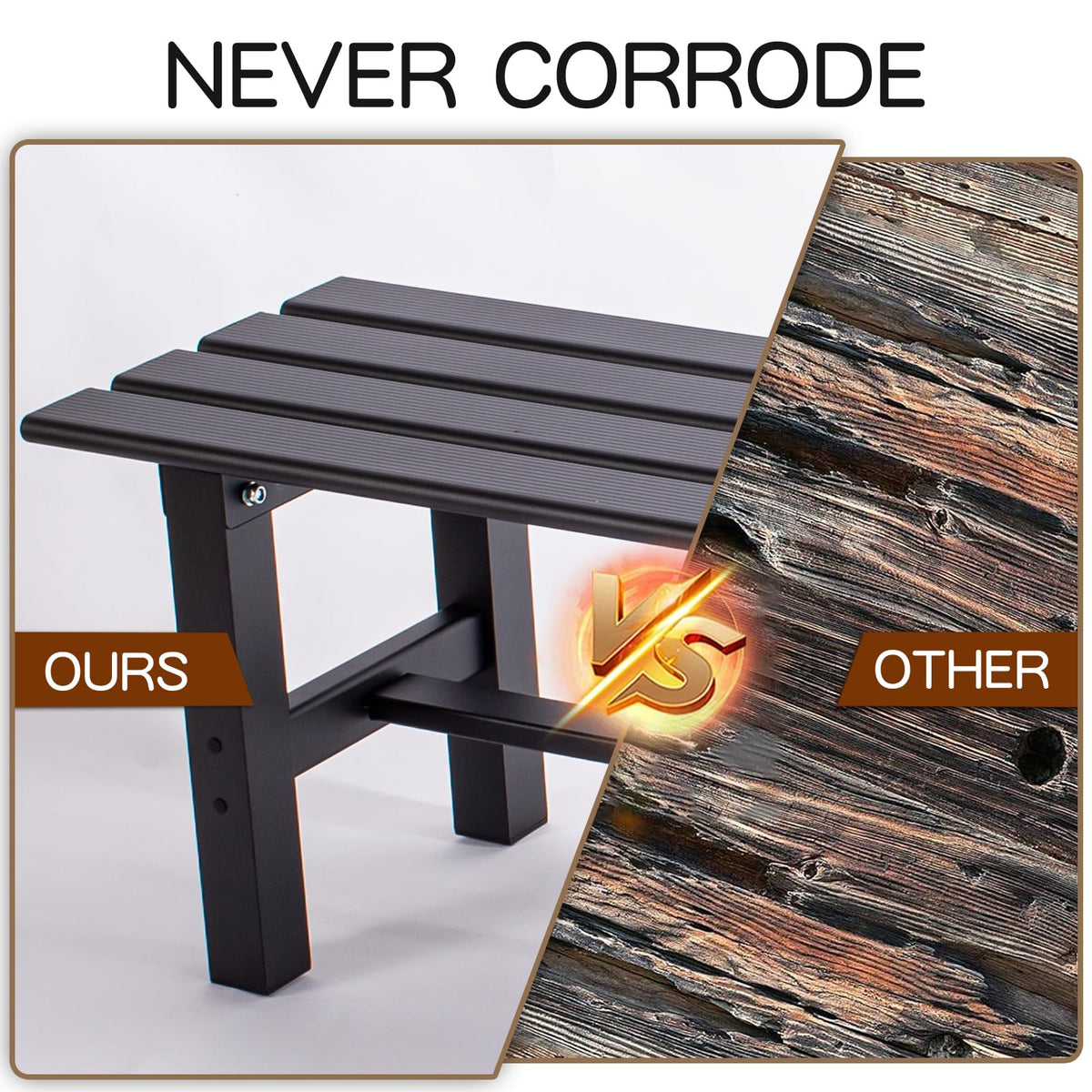 59 Inches Black 2-Person Aluminum Outdoor Bench E748275