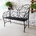 Outdoor Cast Iron Bench with Armrests Double Seats X249309