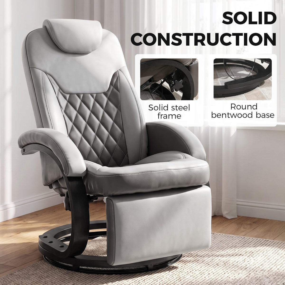 Gray Manual Recliner Chair with Footrest C166