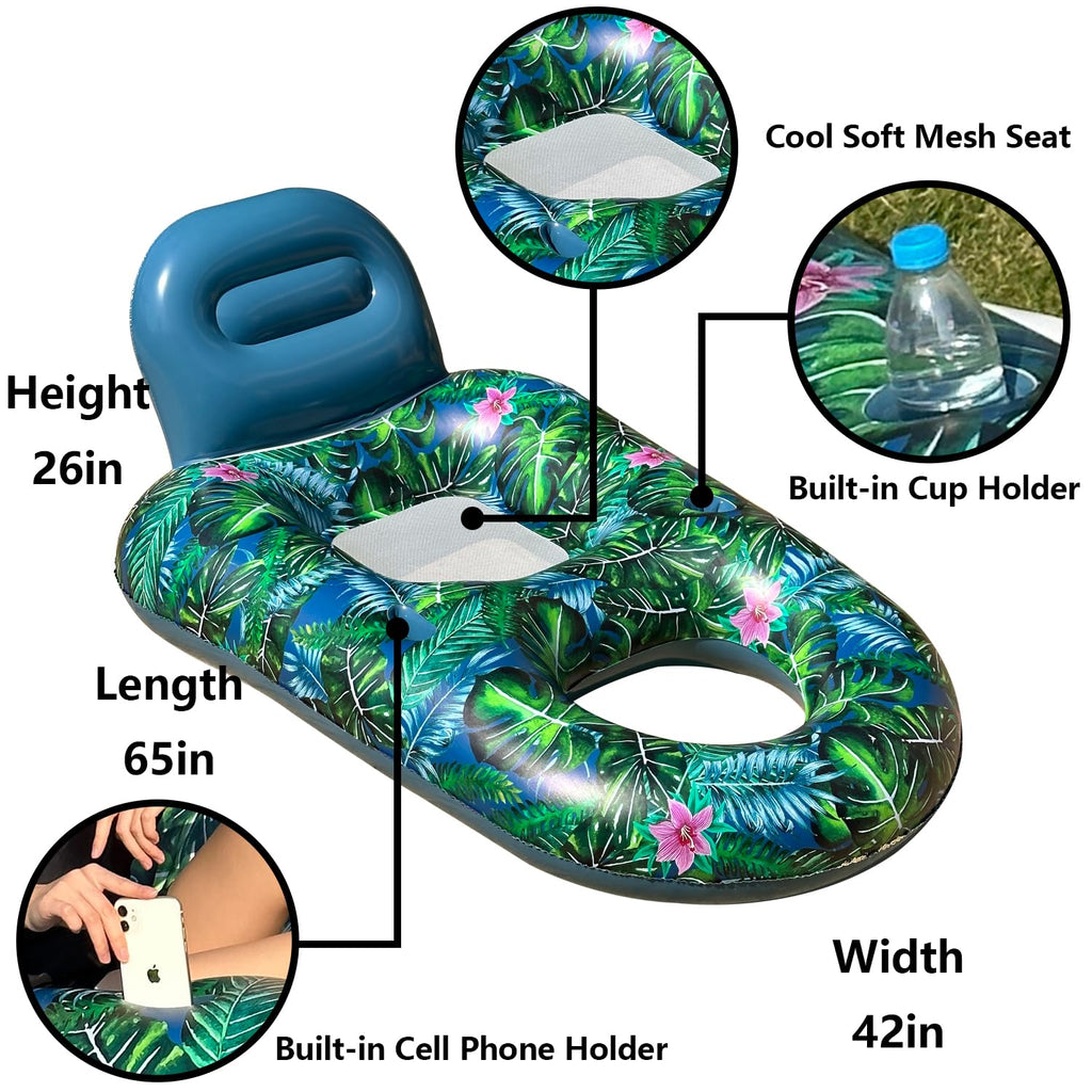 Inflatable Pool Float Chair with Cup Phone Holder S16824