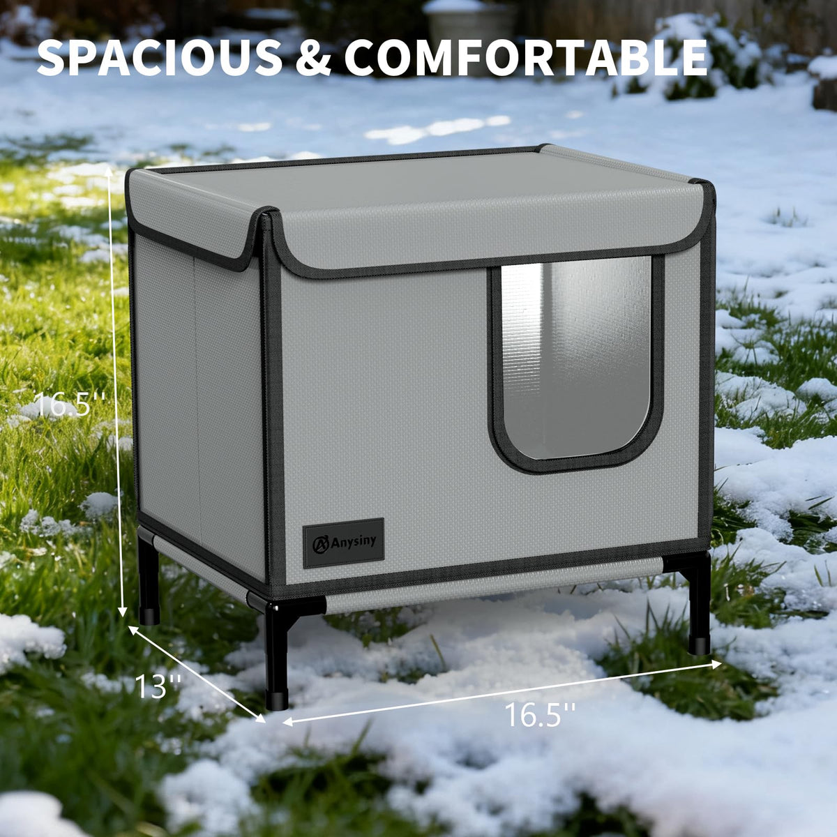 Weatherproof Outdoor Cat House with Thermal Aluminum Foil N436515