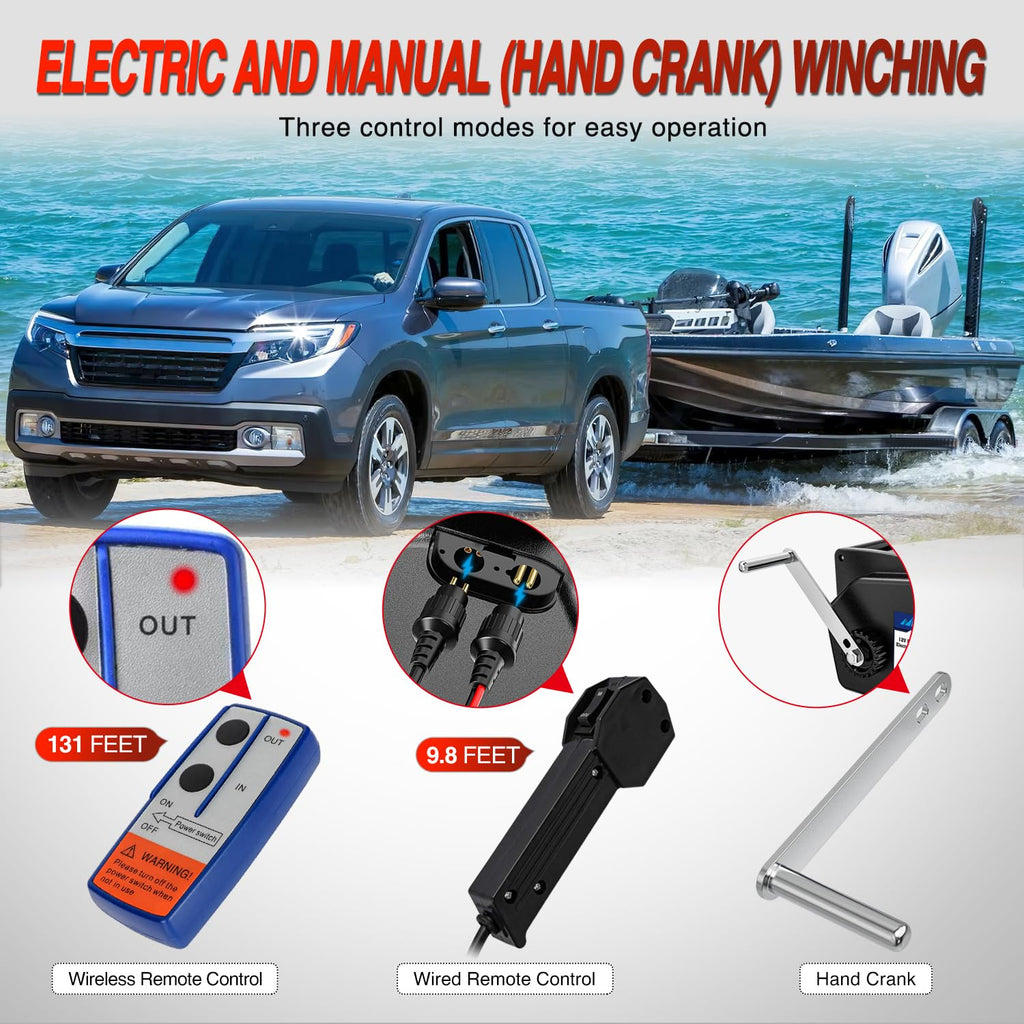 3500 lbs Portable Electric Boat Trailer Winch U99578