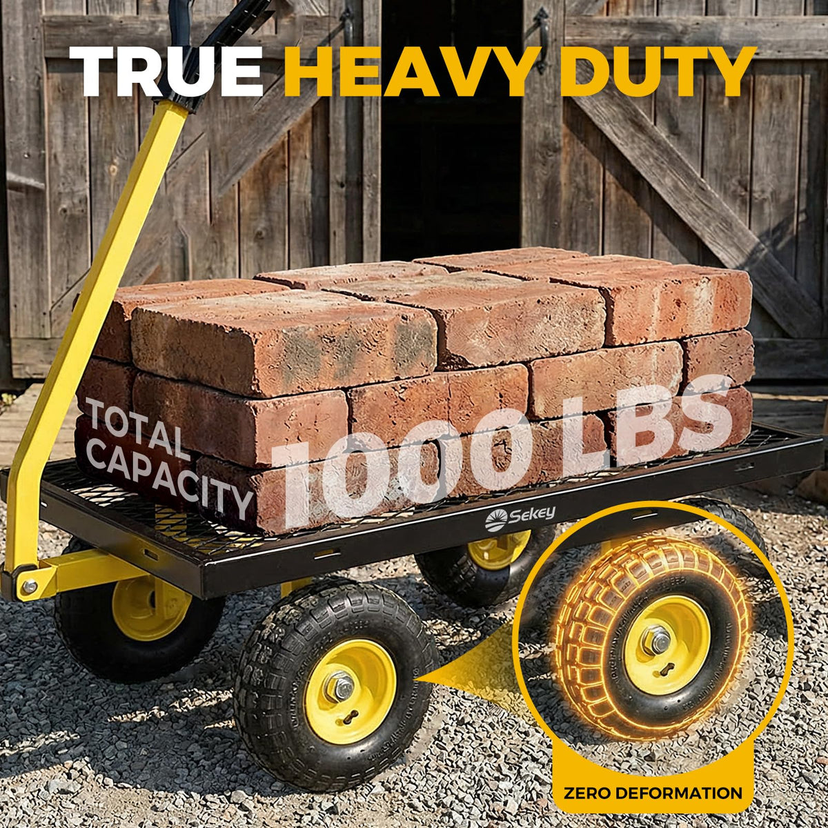 Steel Garden Cart 1000 lb Capacity Removable Sides F25153