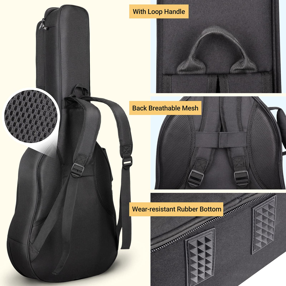 Soft Padded Acoustic Guitar Case with 5 Pockets F3519