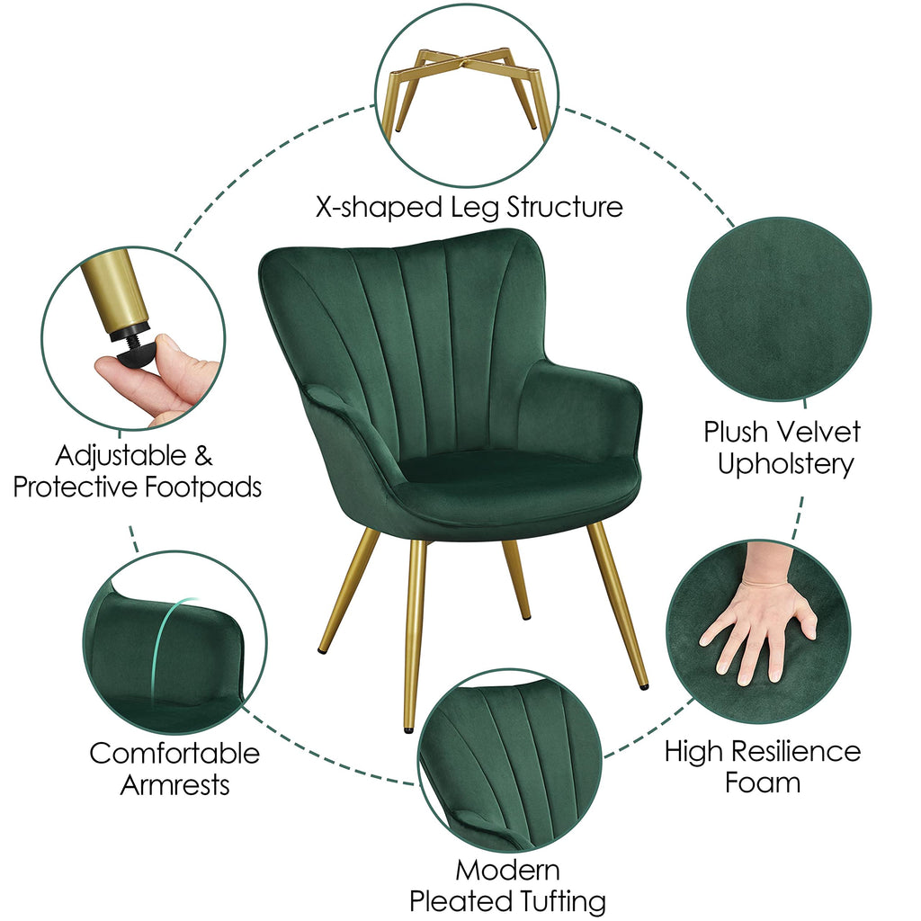 Green Upholstered Accent Chairs Set of 2 Z858281