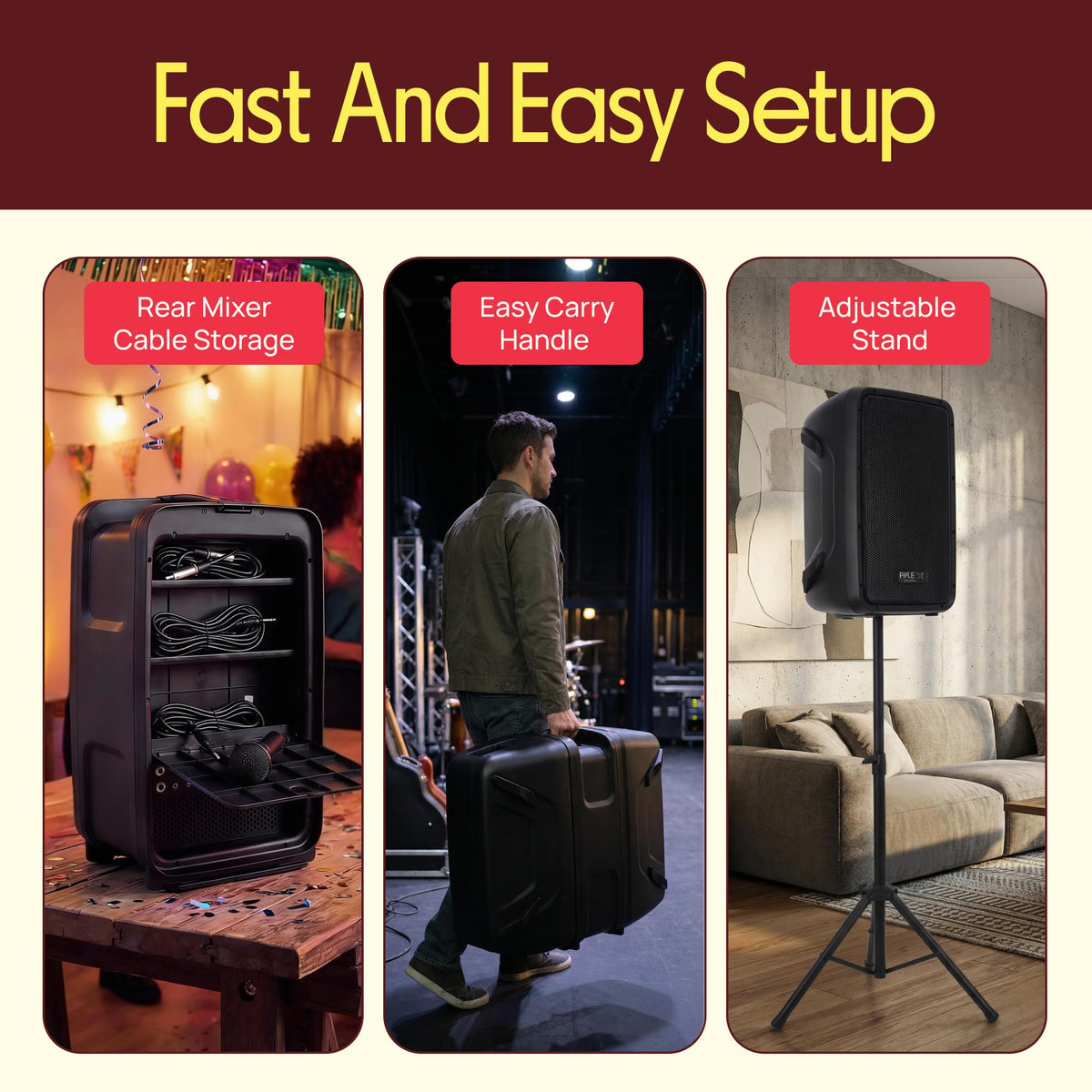 300 W Portable Wireless Bluetooth PA Speaker DJ Mixer Bundle Q189