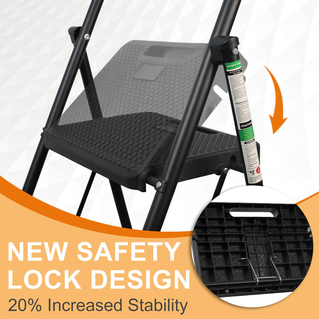 3 Step Folding Steel Ladder with Handrail S311907