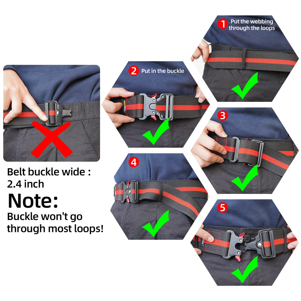 2" Nylon Web Work Tool Belt with Quick Release Metal Buckle S427613