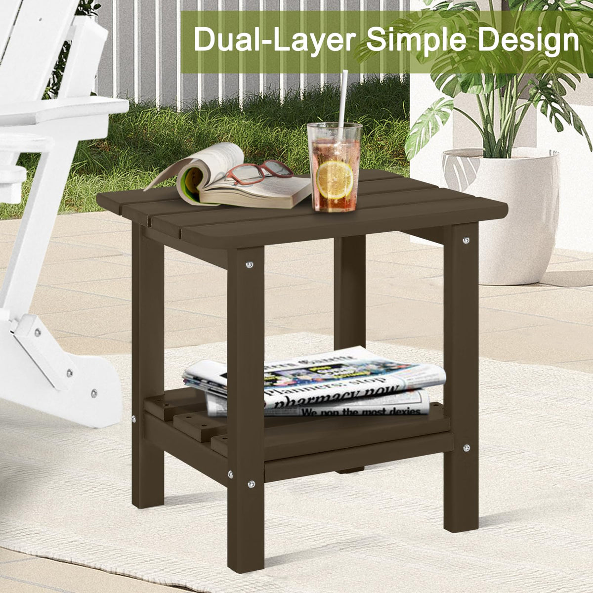 Set of 2 Dark Brown HDPE Storage Side Table M7665