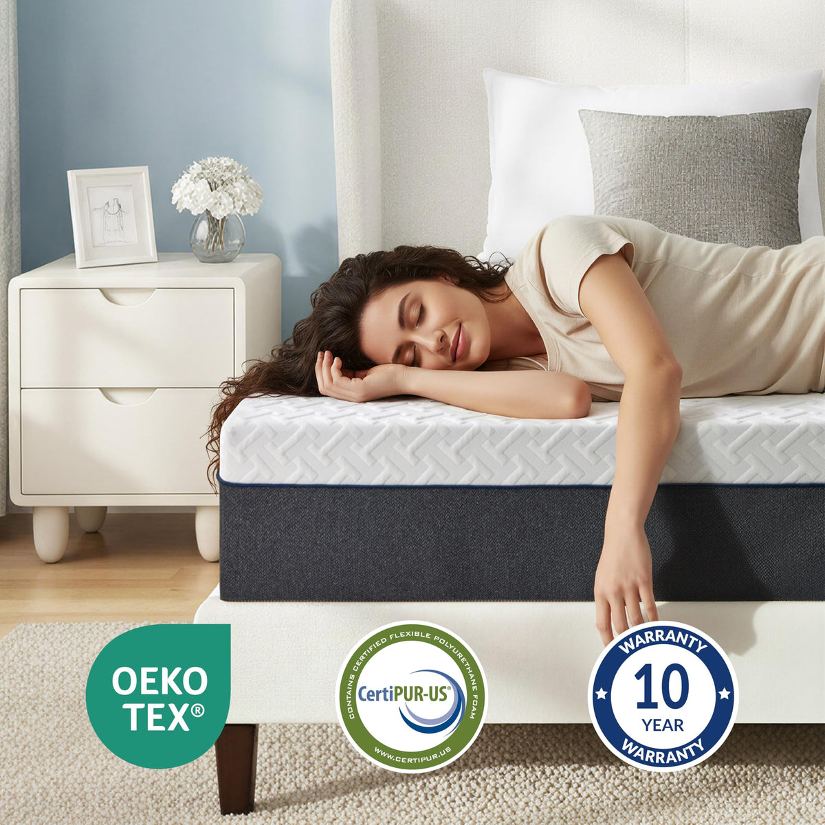10 Inch Gel-Infused Green Tea Memory Foam Twin Mattress Q819