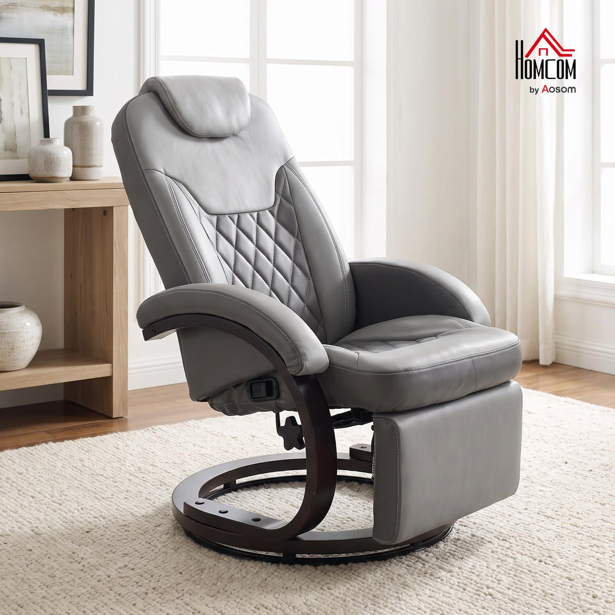 Gray Manual Recliner Chair with Footrest C166