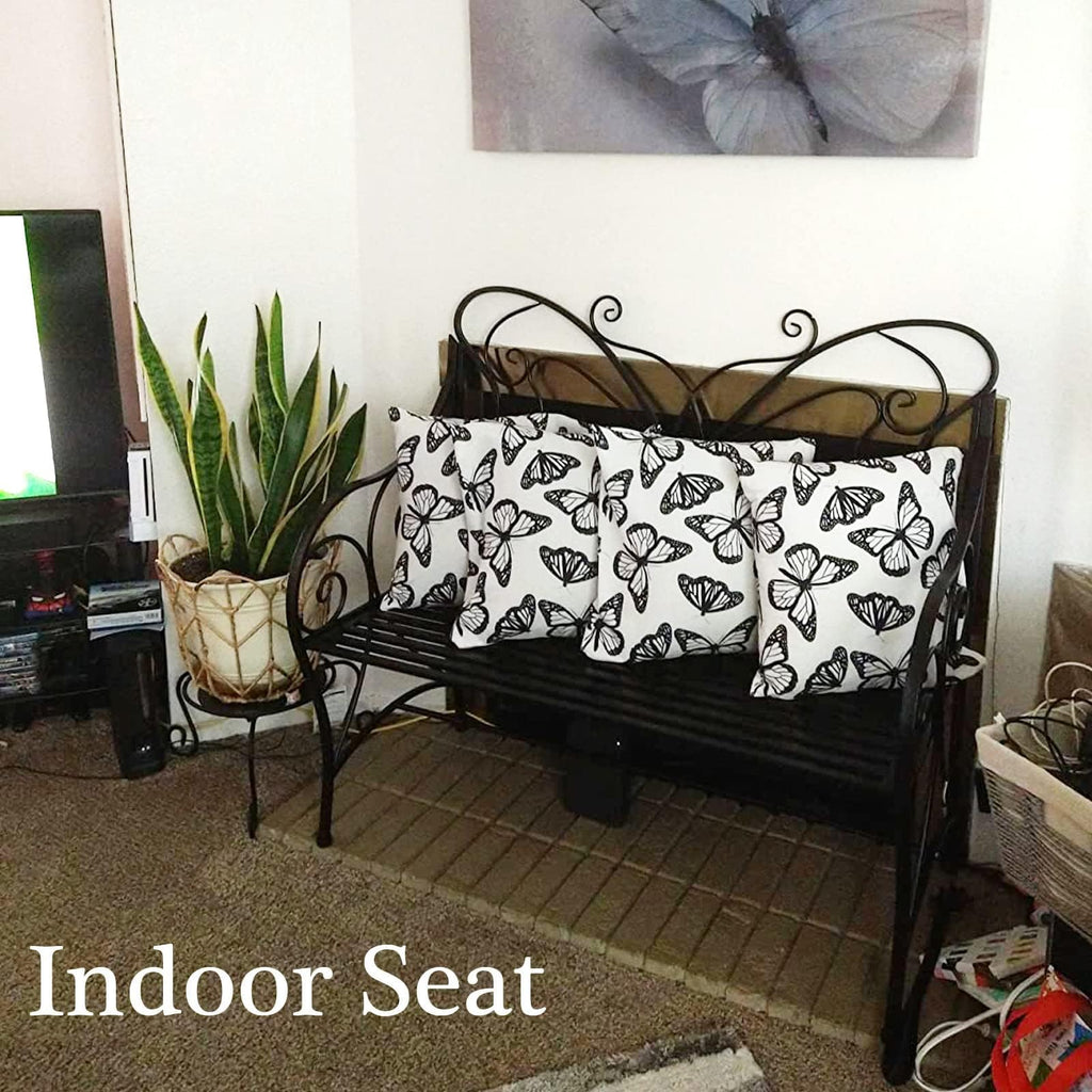Outdoor Cast Iron Bench with Armrests Double Seats X249309