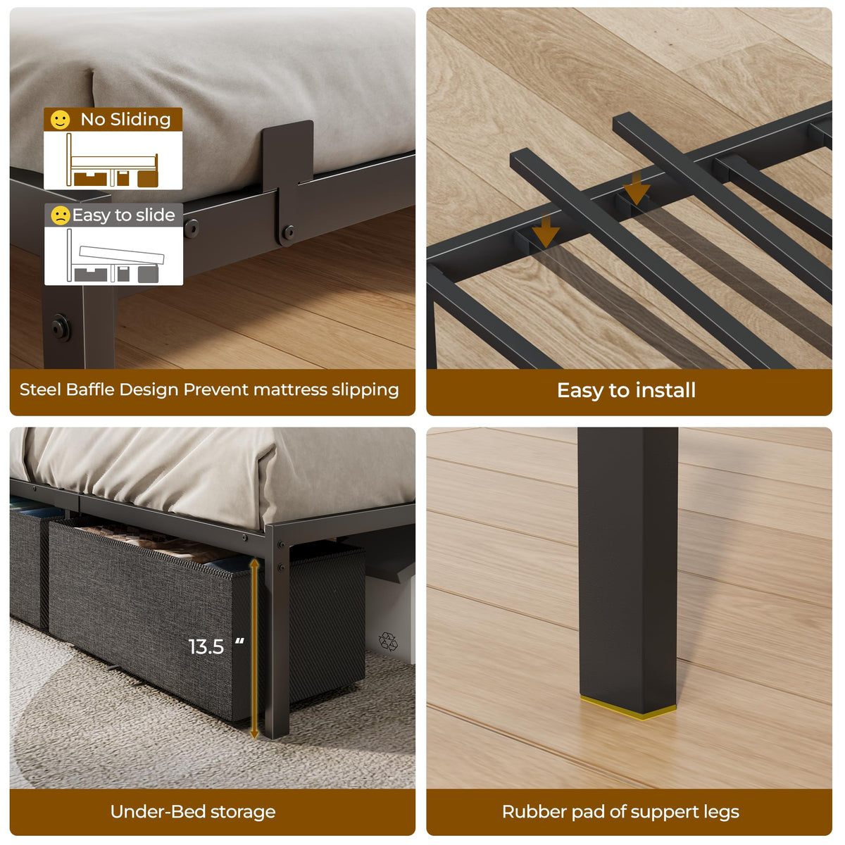 Twin Corner Bed Frame with Upholstered Headboard, 3 Storage Drawers O47978