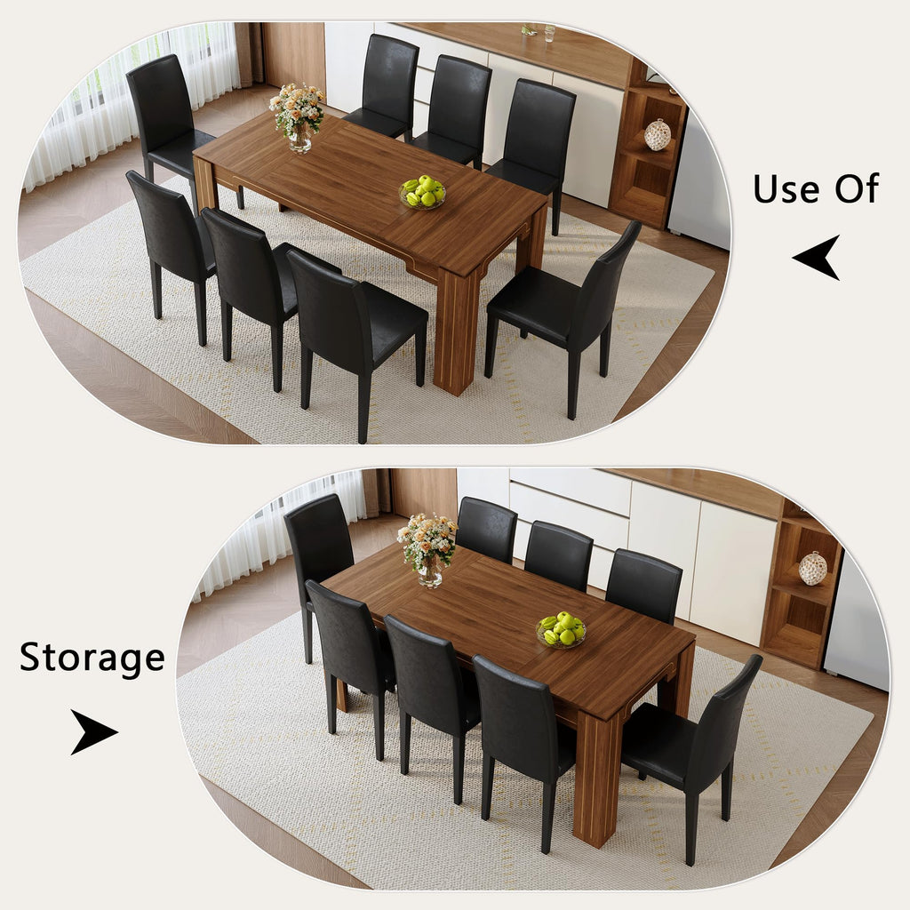9 Piece Dining Table Set with 8 Pu Leather Chairs B659