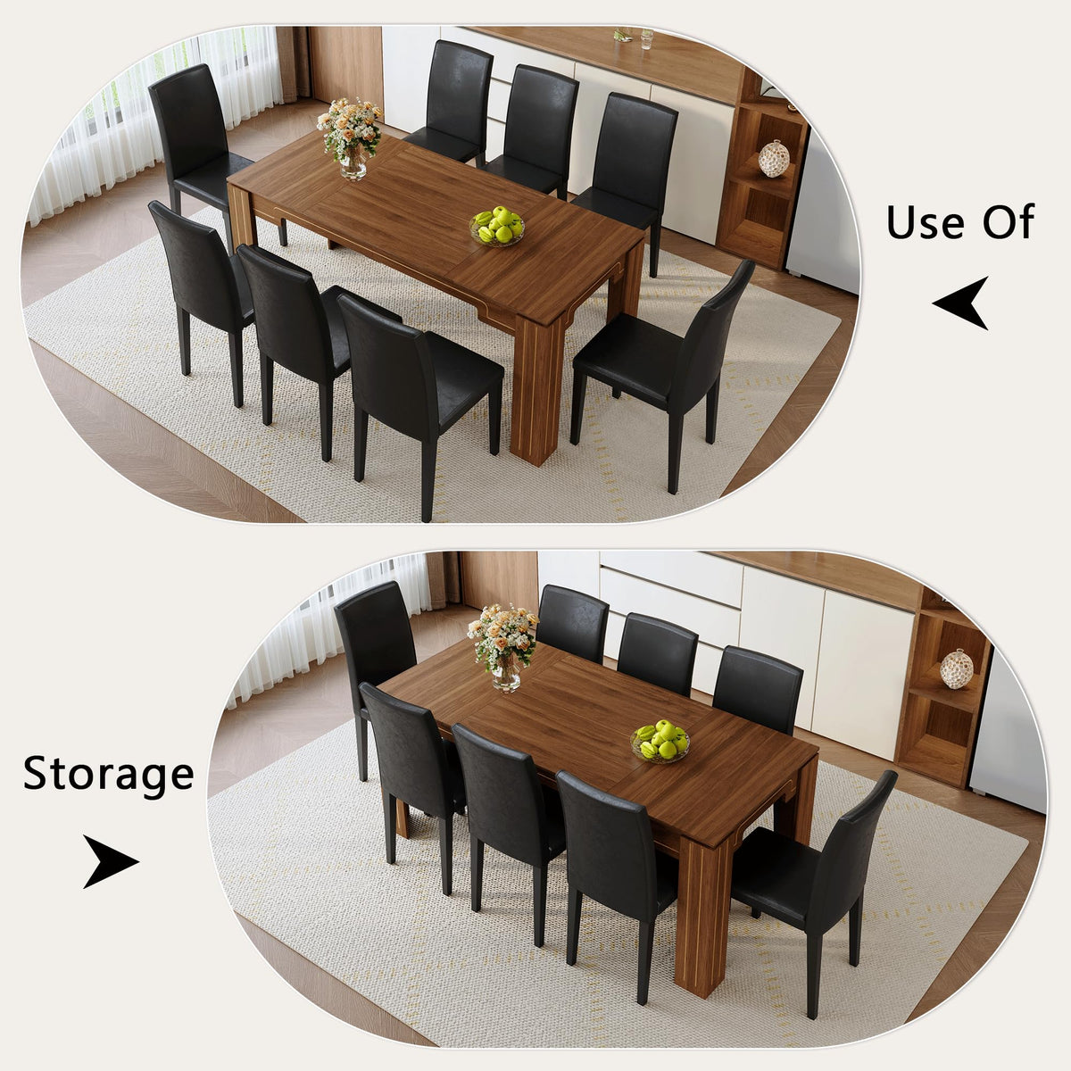 9 Piece Dining Table Set with 8 Pu Leather Chairs B659