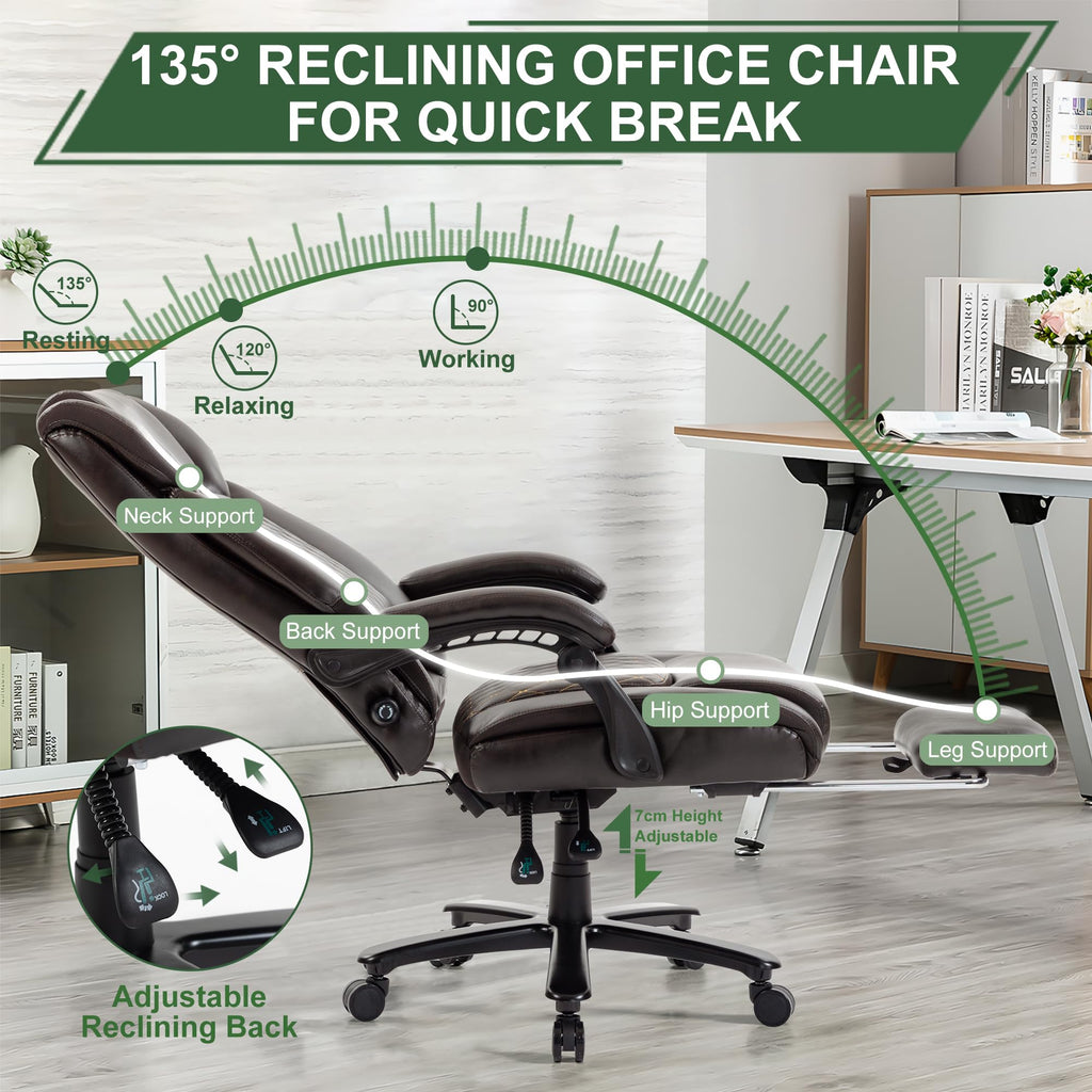 Brown Reclining Executive Office Chair with Footrest G823874
