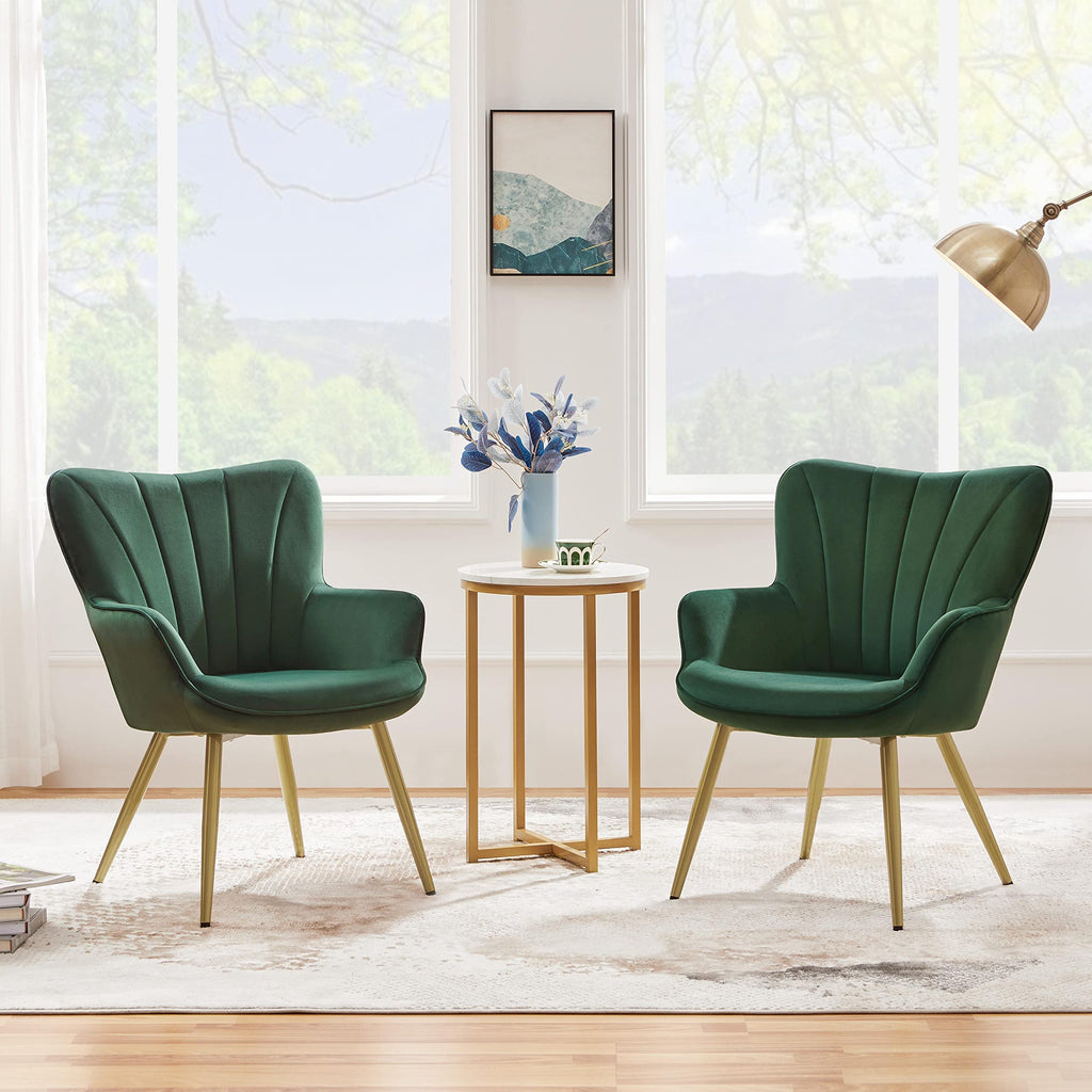 Green Upholstered Accent Chairs Set of 2 Z858281