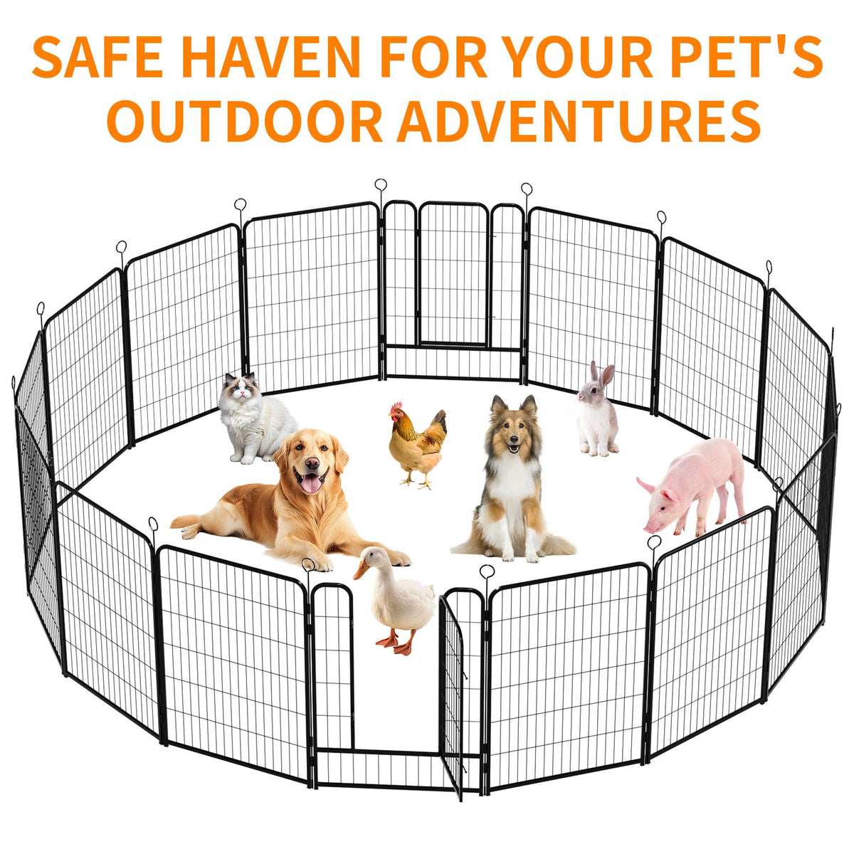 Heavy-Duty Iron Exercise-Pen System Portable Yard Camping Kennel Alternative V779