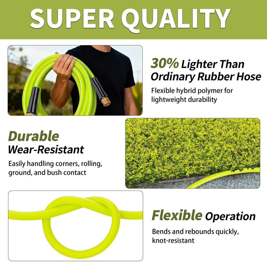 100FT x 5/8" Lightweight Hybrid Rubber Garden Hose W3803
