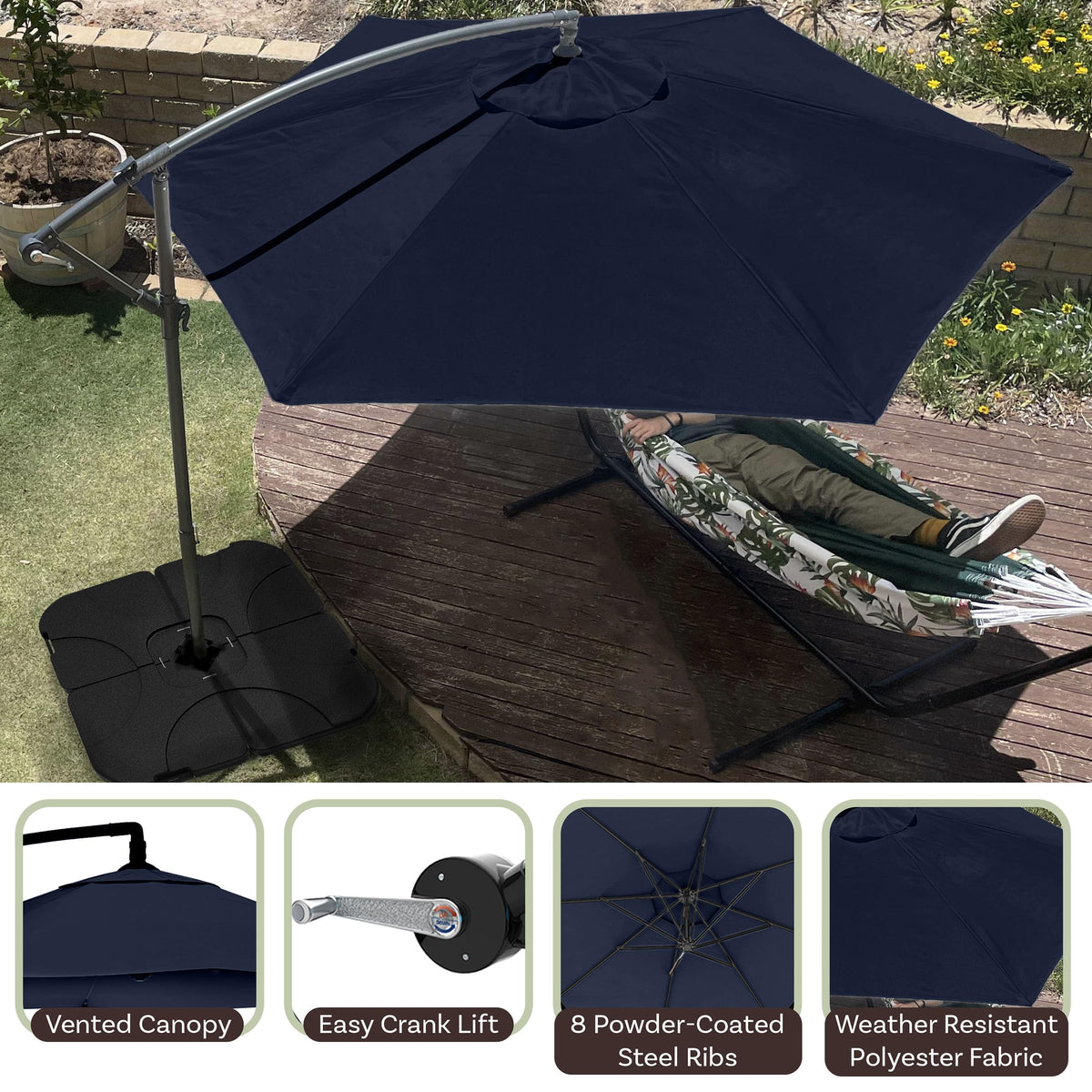 10 Ft Offset Cantilever Patio Umbrella with Cross Base K693