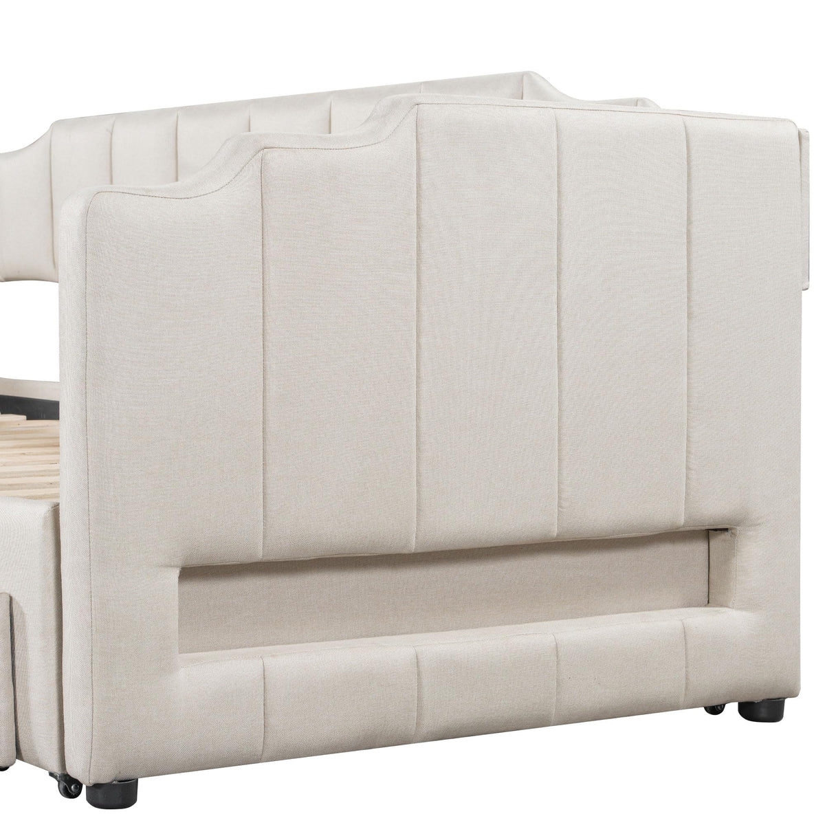Twin XL Linen Upholstered Daybed with Storage Drawers and LED Light S852023