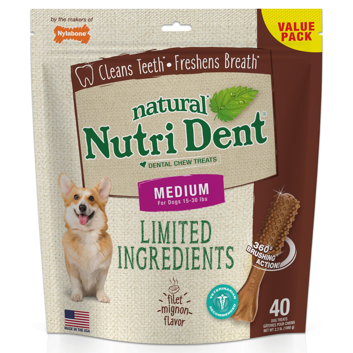 Filet Mignon Flavor Dog Dental Treats 40 Count R306763