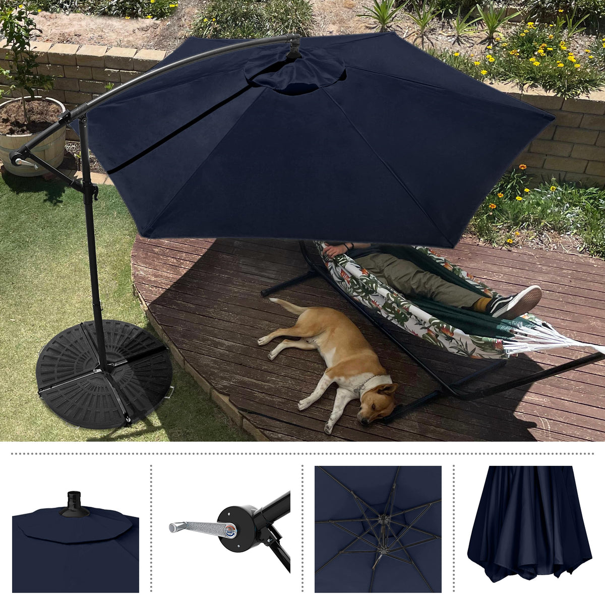 10 Ft Offset Cantilever Patio Umbrella with Cross Base K693
