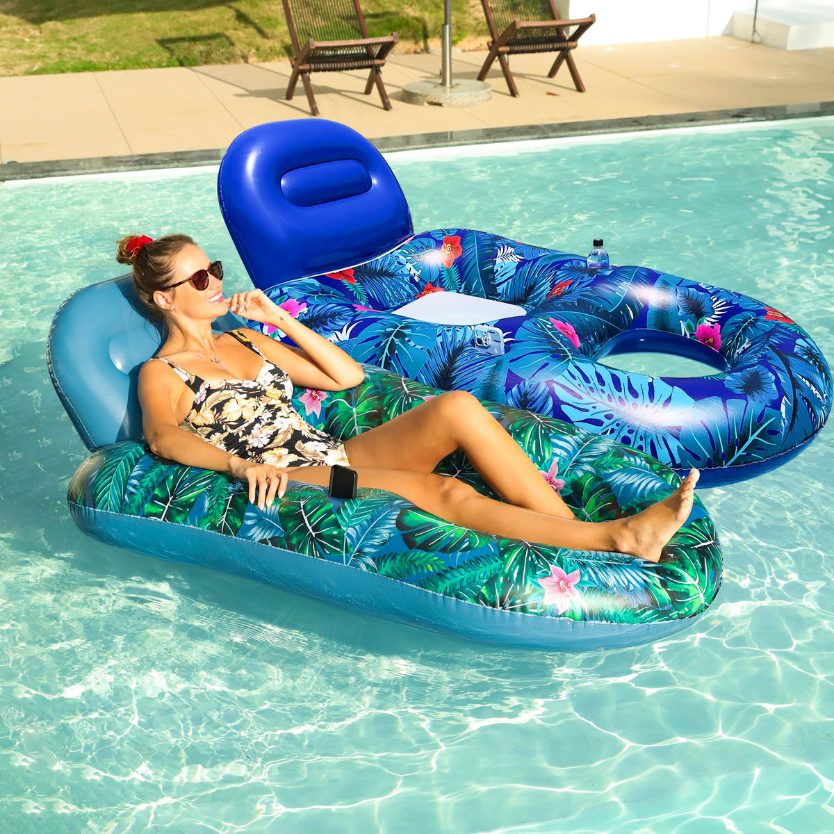 Inflatable Pool Float Chair with Cup Phone Holder S16824