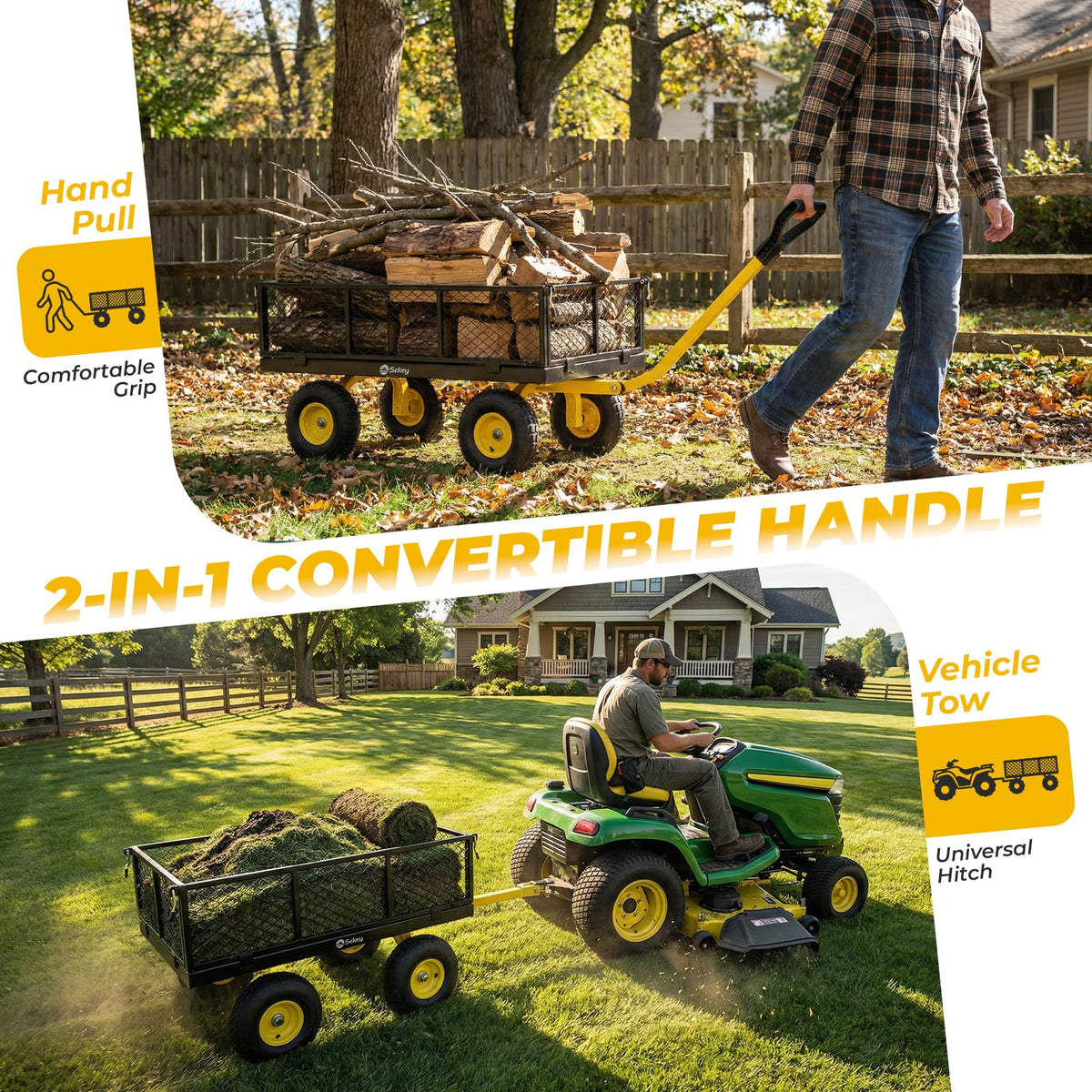 Steel Garden Cart 1000 lb Capacity Removable Sides F25153