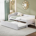 Beige Linen Upholstered Twin Size L-Shaped Daybed with Pop Up Trundle Z23564
