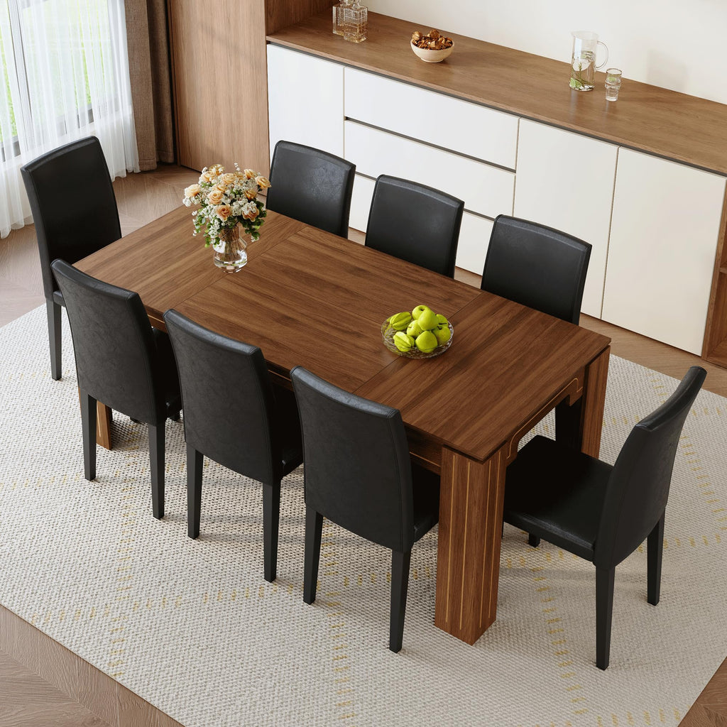 9 Piece Dining Table Set with 8 Pu Leather Chairs B659