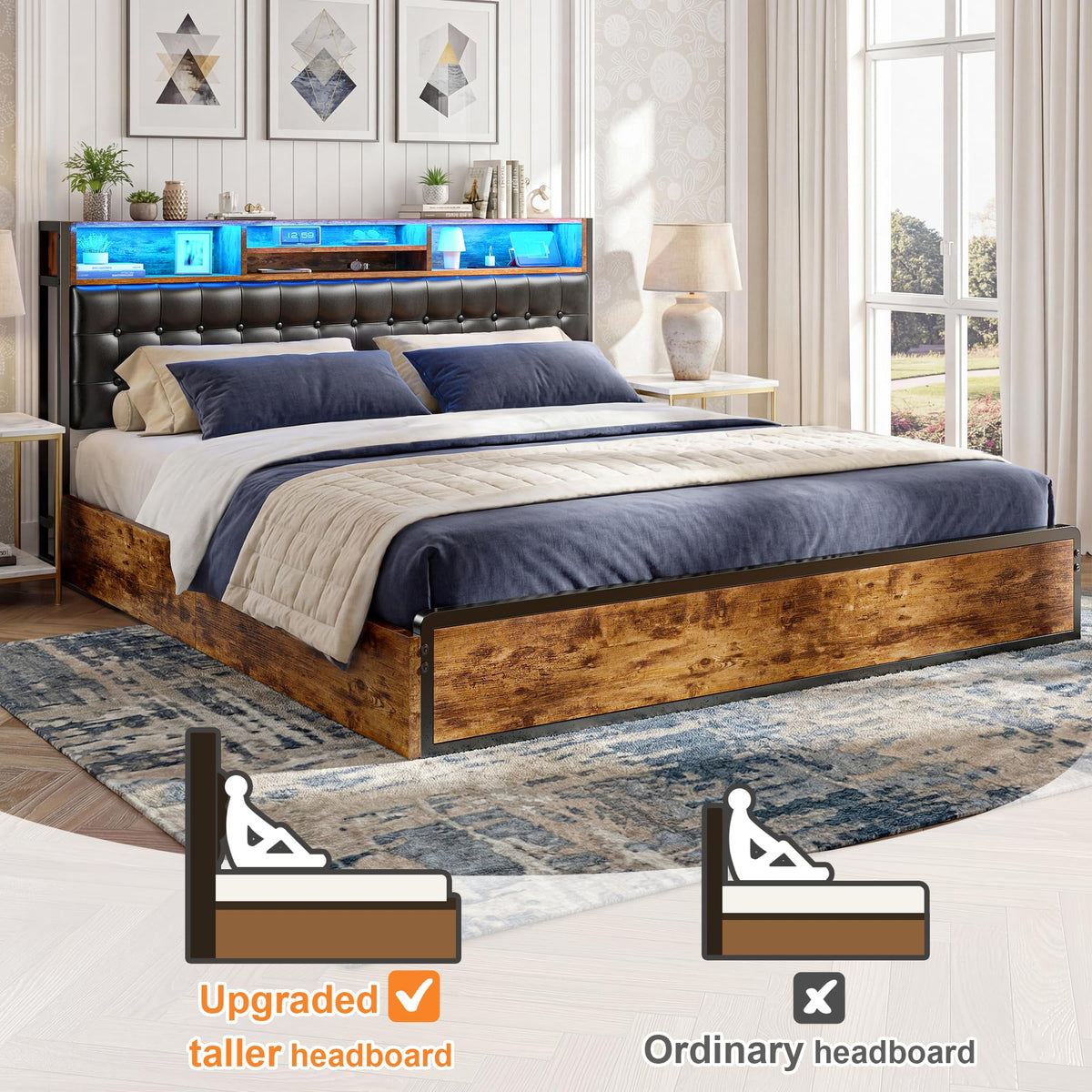King Bed Frame with 4 Drawers Z633961