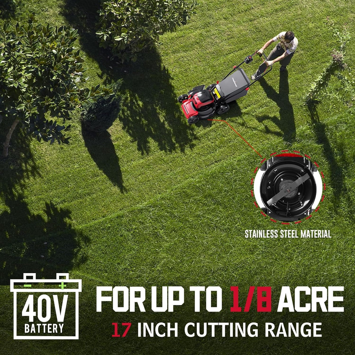 Electric Cordless Lawn Mower 17" 40V W642