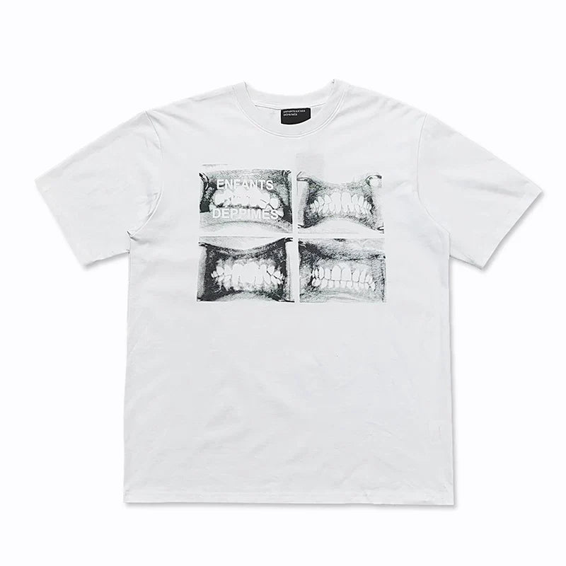 ERD Four-Panel Teeth Grid T-Shirt — White