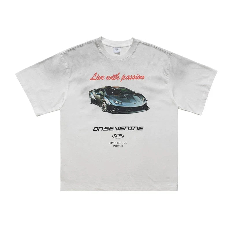 ONSEVENINE "Live with Passion" Supercar Graphic Tee